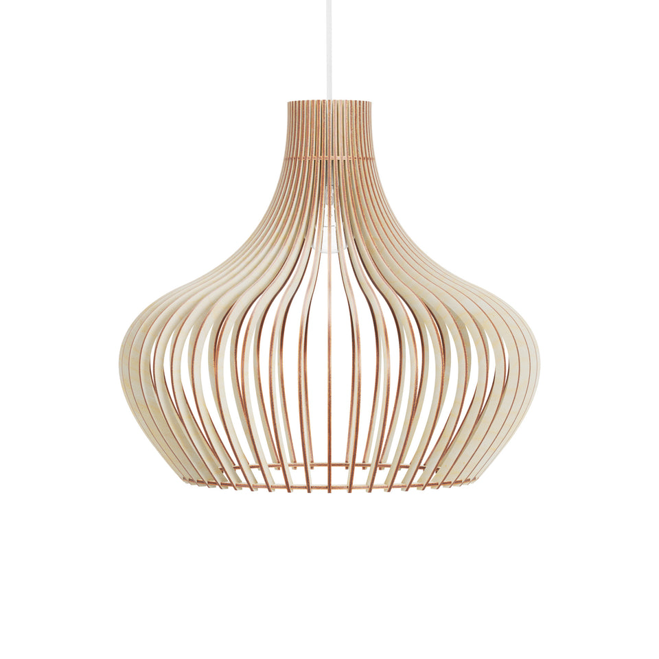 Blyna handcrafted wooden pendant light in natural birch finish by Frellio